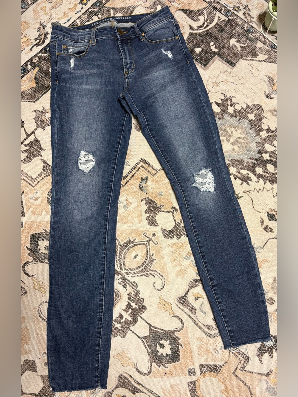 Articles Of Society Dark Blue Distressed Skinny Jeans